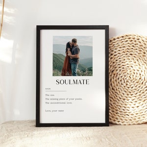Engagement Gift for Couple,Soulmate Definition Print,Personalized Anniversary Portrait,Custom Wedding Couple,Anniversary Gift for Boyfriend
