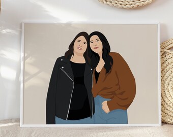 Mothers Day Gift,Custom Gift for Mother,Personalized Mom Daughter Portrait,Custom Birthday Gift for Mom,Geschenk fur Mama,Cadeau pour Mama