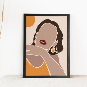 Boho Woman Art Print, Color Woman Poster, Terracotta Color Artwork ,Minimalist Earth Tone Wall Art ,Minimal Woman Print, Minimalist Poster