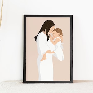 Individuelle Mutter Porträt,Mutter & Baby Poster,Mutter und Baby Geschenk,Mutter und Baby Geschenk,Mutter und Baby Geschenk