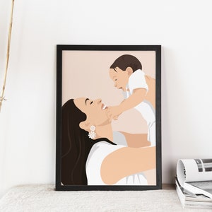 Regalo personalizzato per la festa della mamma, ritratto personalizzato di mamma e bambino, poster personalizzato per mamma e bambino, ritratto di maternità personalizzato, regalo per mamma e bambino