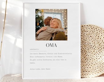 Geschenk fur Oma,Grossmutter Definition Poster,Benutzerdefinierte Geschenk,Oma Karte,Geburtstag der Oma,Plakat für Grossmutter,Beste Oma