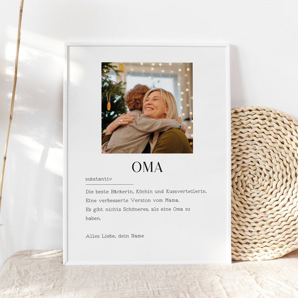 Geschenk fur Oma,Grossmutter Definition Poster,Benutzerdefinierte Geschenk,Oma Karte,Geburtstag der Oma,Plakat für Grossmutter,Beste Oma