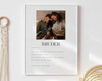 Geschenk fur Bruder,BruderDefinition Poster,Benutzerdefinierte Geschenk,BruderKarte,Geburtstag der Bruder,Plakat für Bruder,Bester Bruder