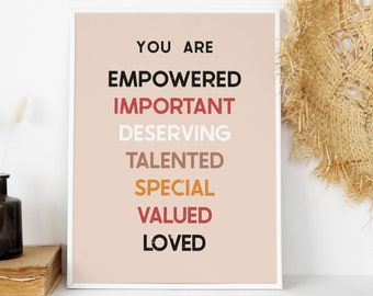 You are Empowered,Feminist Quote Print,Empowered Women Art,Empowering Nursery Art,Girl Power Wall Art,Boho Feminist Poster,Female Equality