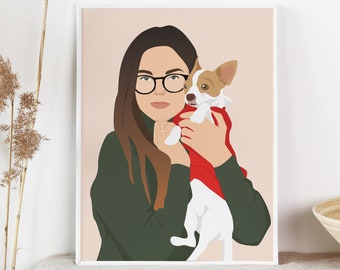 Gift for Pet Owner Custom Pet Owner Poster Digital Dog Portrait Pet Owner Gift Personalized Gift for Her Hundeportrait Personalisiert