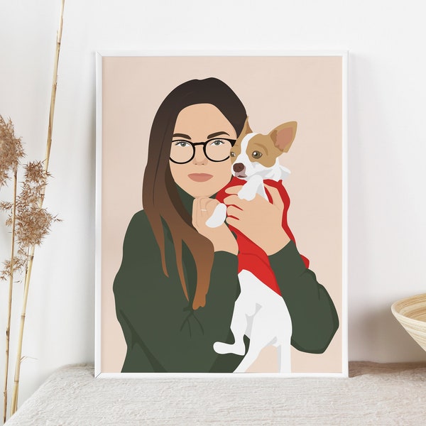 Gift for Pet Owner Custom Pet Owner Poster Digital Dog Portrait Pet Owner Gift Personalized Gift for Her Hundeportrait Personalisiert