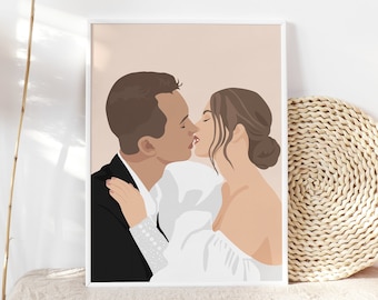 Custom Anniversary Portrait,Personalized Couple Portrait,Custom Couple Print,Geschenk für Ehemann Frau,Valentines Day Gift for Him