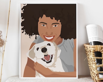 Custom Pet Owner Illustration,Family Dog Portrait,Gift for Pet Owner,Personalized Family Gift,Hundeportrait Personalisiert,Retrato de Perro