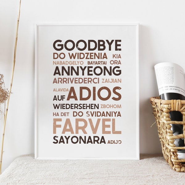 Goodbye in Different Languages,Goodbye Printable Poster,Nursery Wall Art,Diversity Classroom Poster,Educational Classroom Printable Art