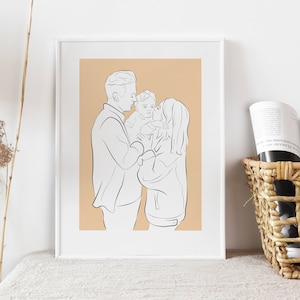 CUSTOM Family Line Art,Personalized Family Line Portrait,Custom Line Art,Custom Couple Portrait,Anniversary Gift,Gift for Engagement Party