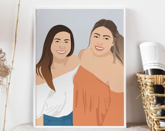 Custom Best Friend Gift,Personalized Sister Poster,Custom Portrait for Friend,Beste Freundin Geschenk,Custom Best Friend Birthday Gift