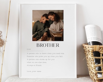 Personalised Brother Definition,Custom Brother Definition,Brother Custom Poster,Brother Quote Gift,Brother Birthday Gift,Brother Printable