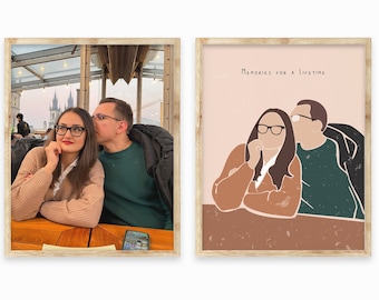 Portrait for Valentines Day,Couple Poster,Custom Anniversary Portrait,Personalized Boyfriend Gift,Verlobungsgeschenk,Jubiläumsgeschenk