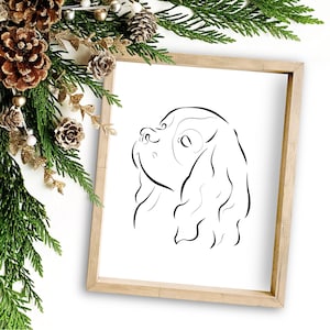 Cavalier King Charles Spaniel Kunst, Cavalier Spaniel Zeichnung, Cavalier Spaniel IllustrationOne Line Haustier, benutzerdefiniertes Hundeportrait, benutzerdefiniertes Haustierportrait