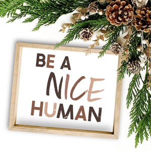Be a Nice Human,Human Equality Art,Human Diversity Art,Diversity Classroom Poster,Inclusive Classroom Art,Diversity and Inclusion Poster
