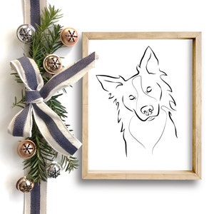 Border Collie Art Print,One Line Pet,Collie Gift Ideas,Custom Dog Portrait, Custom Pet Portrait,Personalized Dog Gifts,Dog Illustration Art