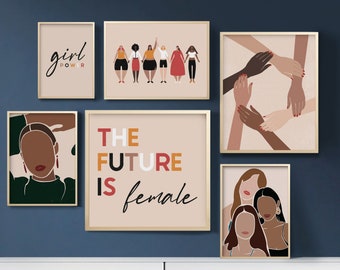 Feministische Poster Bundle,Feministische Galeriewand,Empowered Women Poster Set,Girl Power Poster Set,Boho Feministische Kunst,Feministische Kinderzimmer Art Set
