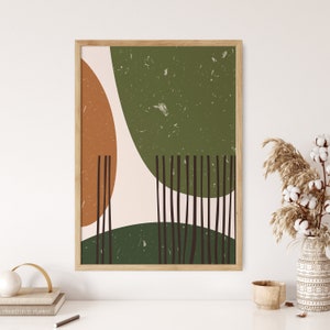 Olive Green Abstract Wall Art Print, Mid-Century Minimalist Wall Art Printable, Modern Scandinavian Wall Art Print, Boho Wall Art Decor