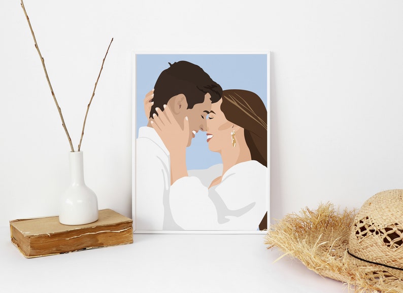 Custom Anniversary Portrait Valentines Day Gift Personalized Couple Portrait Custom Wife and Husband Illustration Geschenk für Ehemann Frau image 6