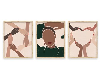 Feministische Poster Bundle,Feministische Galeriewand,Empowered Women Poster Set,Girl Power Poster Set,Boho Feministische Kunst,Feministische Kinderzimmer Art Set