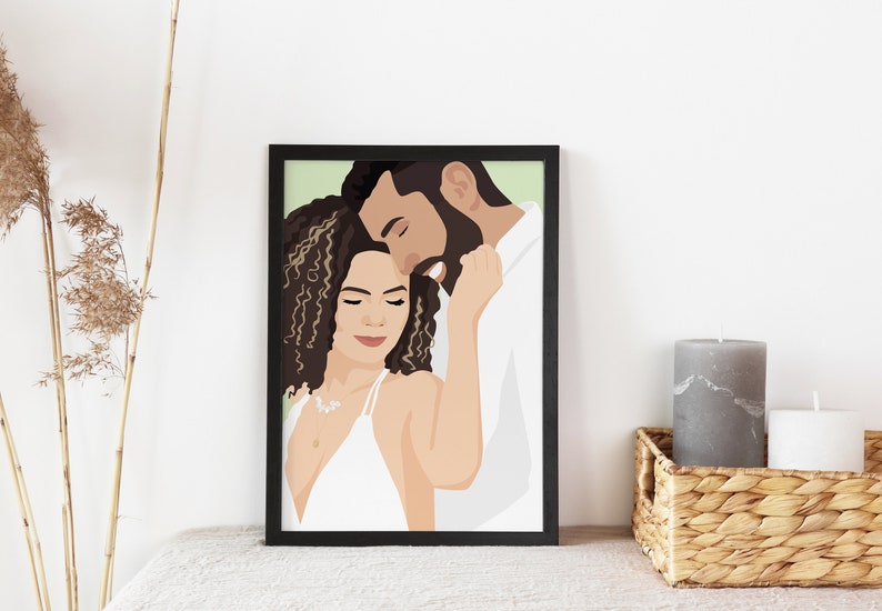 Custom Anniversary Portrait Valentines Day Gift Personalized Couple Portrait Custom Wife and Husband Illustration Geschenk für Ehemann Frau image 4