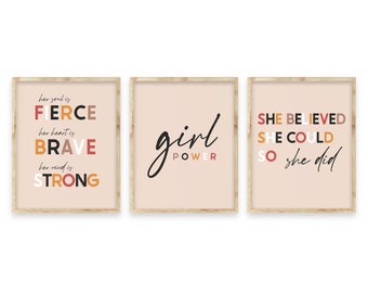 Feministische Poster Bundle,Feministische Galeriewand,Empowered Women Poster Set,Girl Power Poster Set,Boho Feministische Kunst,Feministische Kinderzimmer Art Set