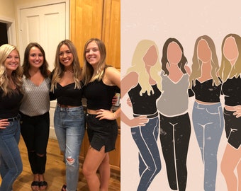 Custom Best Friend Gift, Personalized Best Friend Portrait Custom Portrait for Girl Friend Beste Freundin Geschenk Cadeau Meilleure Amie