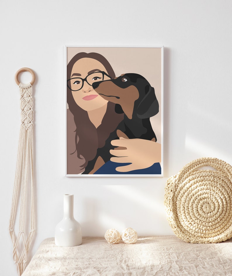 Custom Pet Owner Illustration,Family Dog Portrait,Gift for Pet Owner,Personalized Family Gift,Hundeportrait Personalisiert,Retrato de Perro image 6