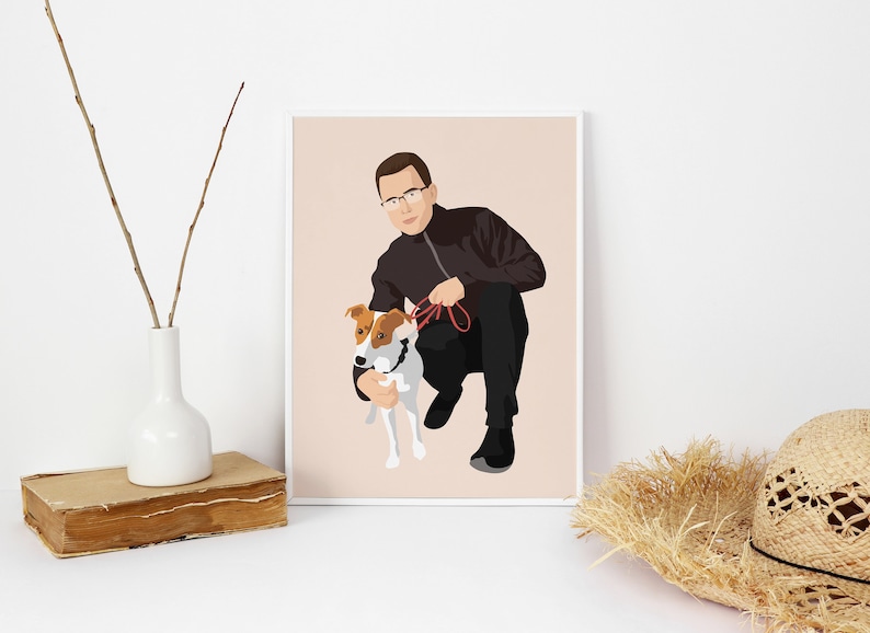 Custom Pet Owner Illustration,Family Dog Portrait,Gift Pet Owner,Personalized Family Gift,Hundeportrait Personalisiert,Pet Digital Download image 1