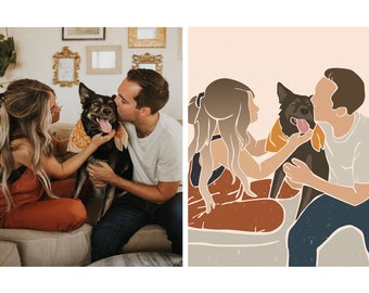 Pet Digital Download,Custom Pet Portrait from Photo,Hundeportrait,Personalized Dog Wall Art,Gift for Dog Mom Dad Owner,Custom Gift for Him