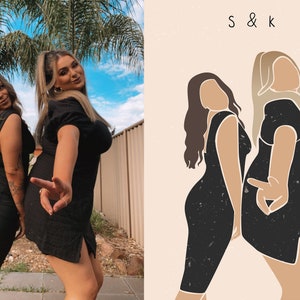 Faceless Portrait Print,Custom Best Friend Portrait,Personalized Girlfriend Gift,Geschenk Schwester Beste Freundin,Faceless Digital Portrait
