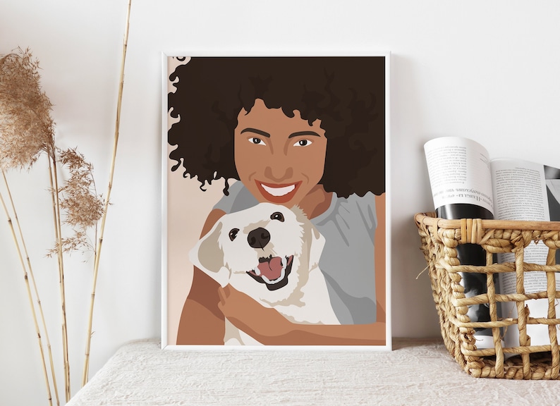 Custom Pet Owner Illustration,Family Dog Portrait,Gift for Pet Owner,Personalized Family Gift,Hundeportrait Personalisiert,Retrato de Perro image 1