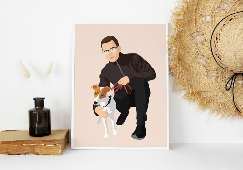 Custom Pet Owner Illustration,Family Dog Portrait,Gift for Pet Owner,Personalized Family Gift,Hundeportrait Personalisiert,Retrato de Perro image 8