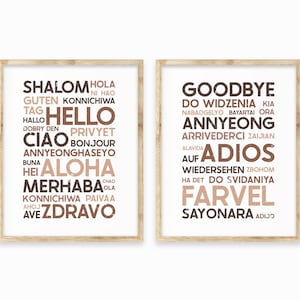 Hello Goodbye w różnych językach, zestaw wydruków Hello Goodbye, edukacyjny zestaw do zajęć artystycznych w klasie, sztuka w klasie integracyjnej, klasa różnorodności
