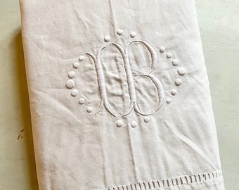 Set of 3 French Shabby Chic Monogram Wedding Sheets