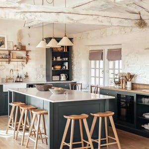 3D-planning | Op maat gemaakte landelijke keuken 'Mirabeau' van echt hout in Franse stijl – individueel, tijdloos | La Petite Chaux®