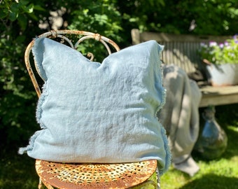 Linen cushion cover 'Ice Blue' La Petite Chaux®