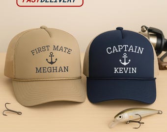 Custom Captain Hat, Personalized Boat Crew Hat, Nautical Dad Cap, First Mate Party Hat, Captain Gift For Him, Lake Day Team Hat