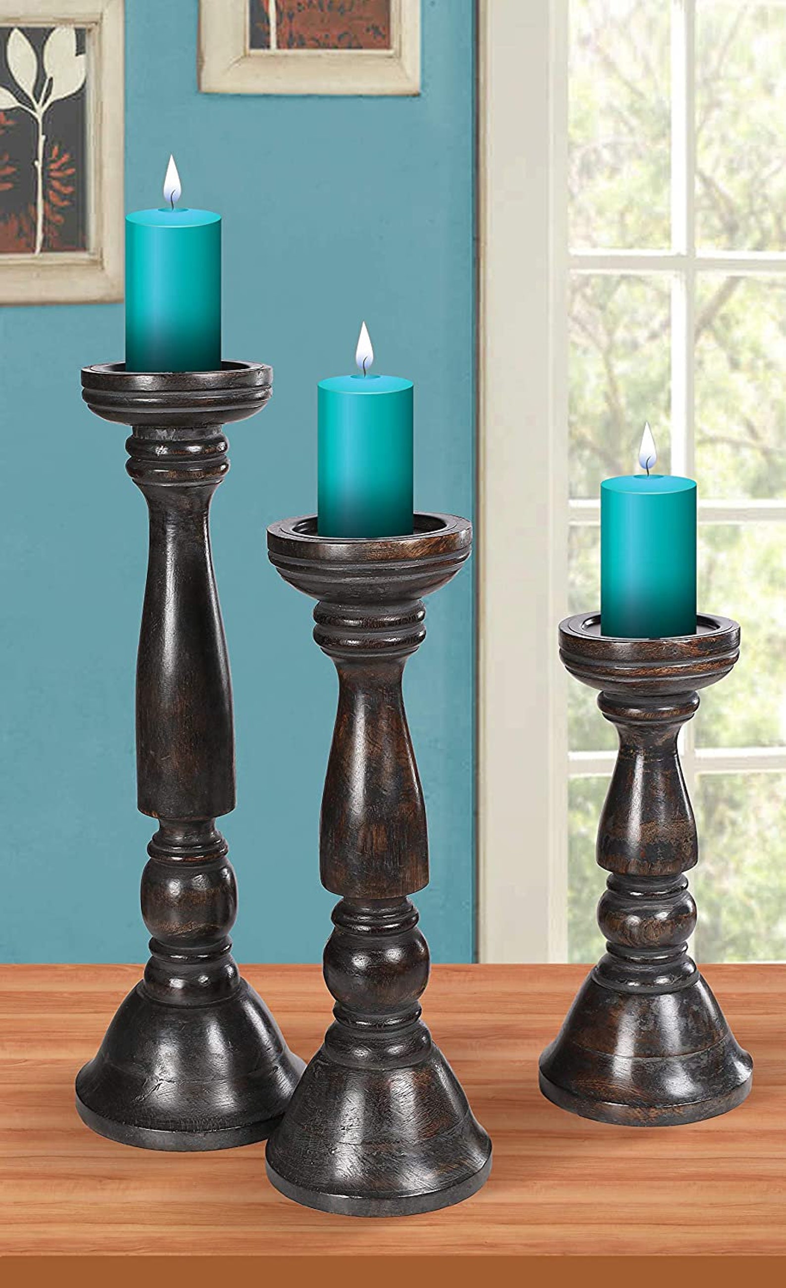 Soportes de velas de pilar de madera hechos a mano / vintage | Etsy