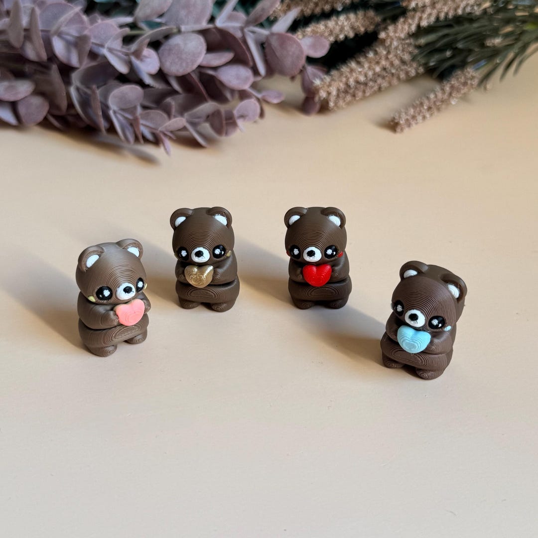 Mini Heart Bear Fidget | 3D Printed Animal | Tiny Desk Pet ...