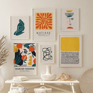 Gallery Wall Set of 6 prints, Matisse Print Set, Flower Market Print, Matisse Poster, Picasso Print, Boho Poster Bundle, Digital art set