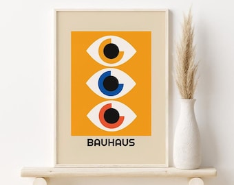 Bauhaus Poster, Bauhaus Exhibition Poster, Museum Poster, Retro Vintage Print, Boho Wall Art, Boho Geometric Print, Printable Wall Art