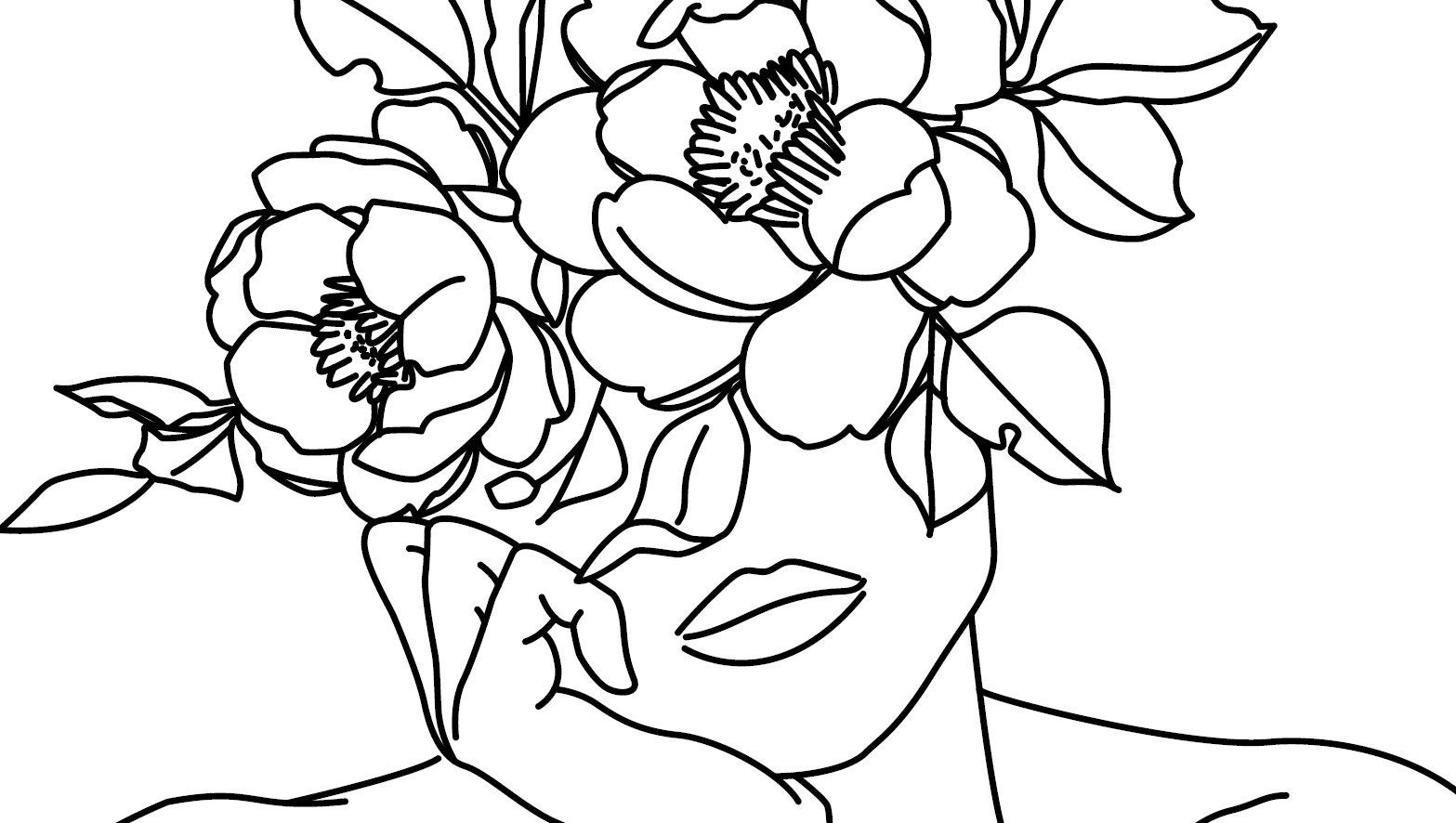 Printable Wall Art Flower Head Flower Woman Wall Art Etsy