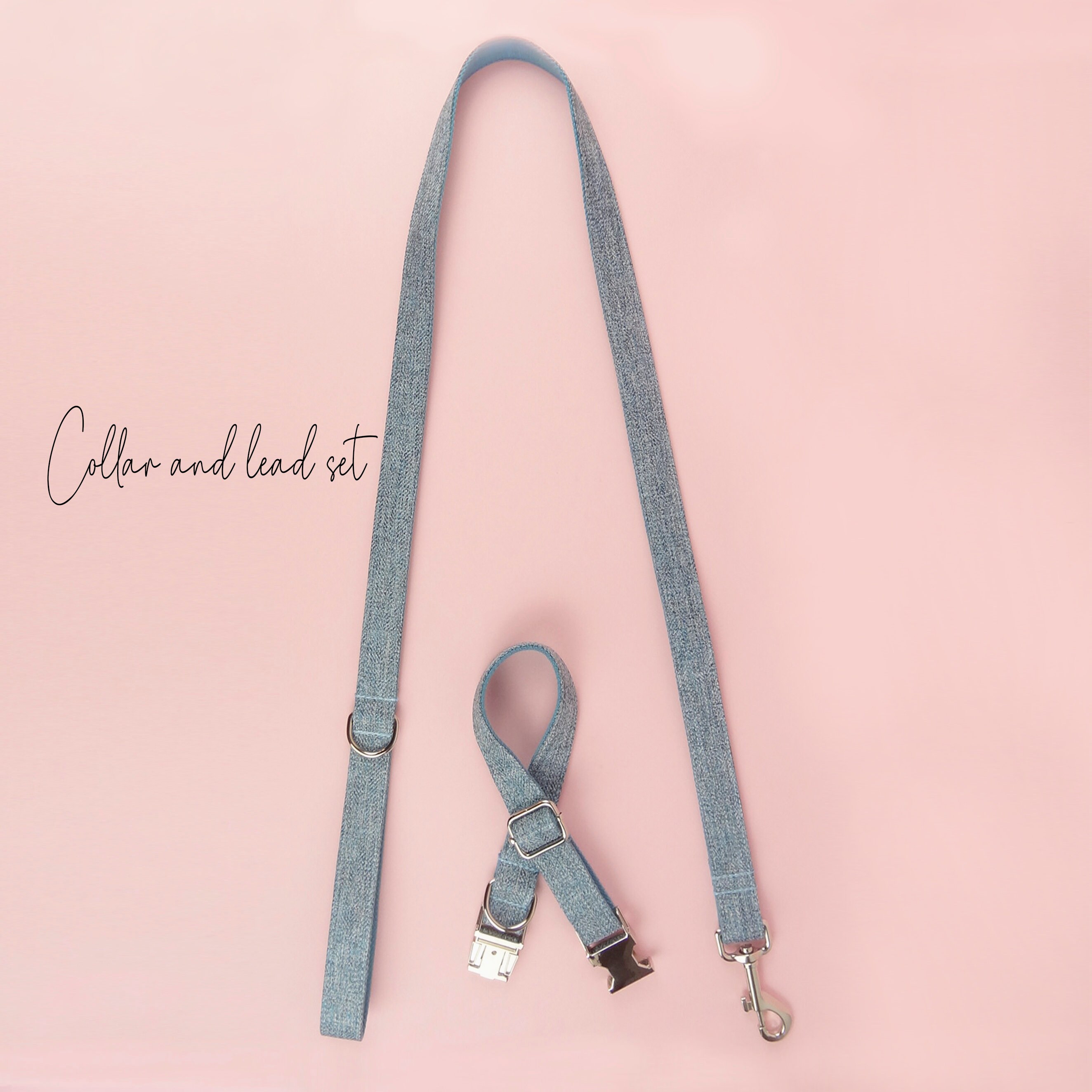 Light Blue Dog Collar and Lead Set Personalised ID Tag Etsy UK