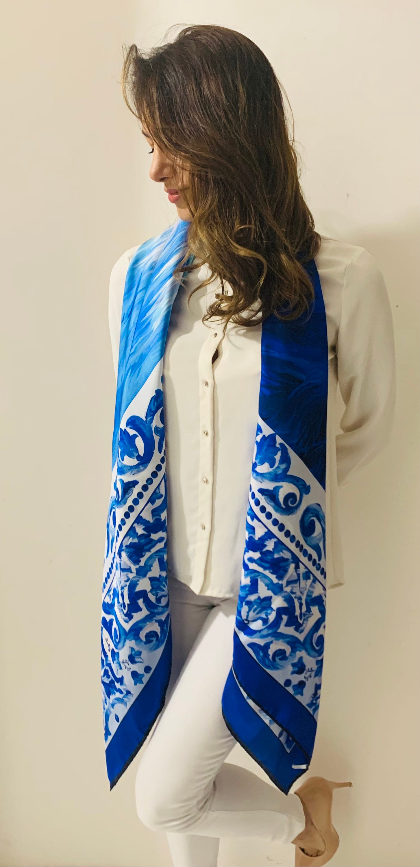 Cabana Magazine Fiamma silk scarf - Blue
