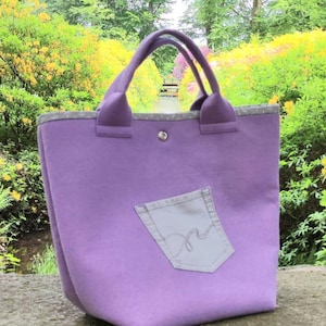 Bolsa de feltro reciclado com jeans Bolsos internos "Felty" / trava de segurança