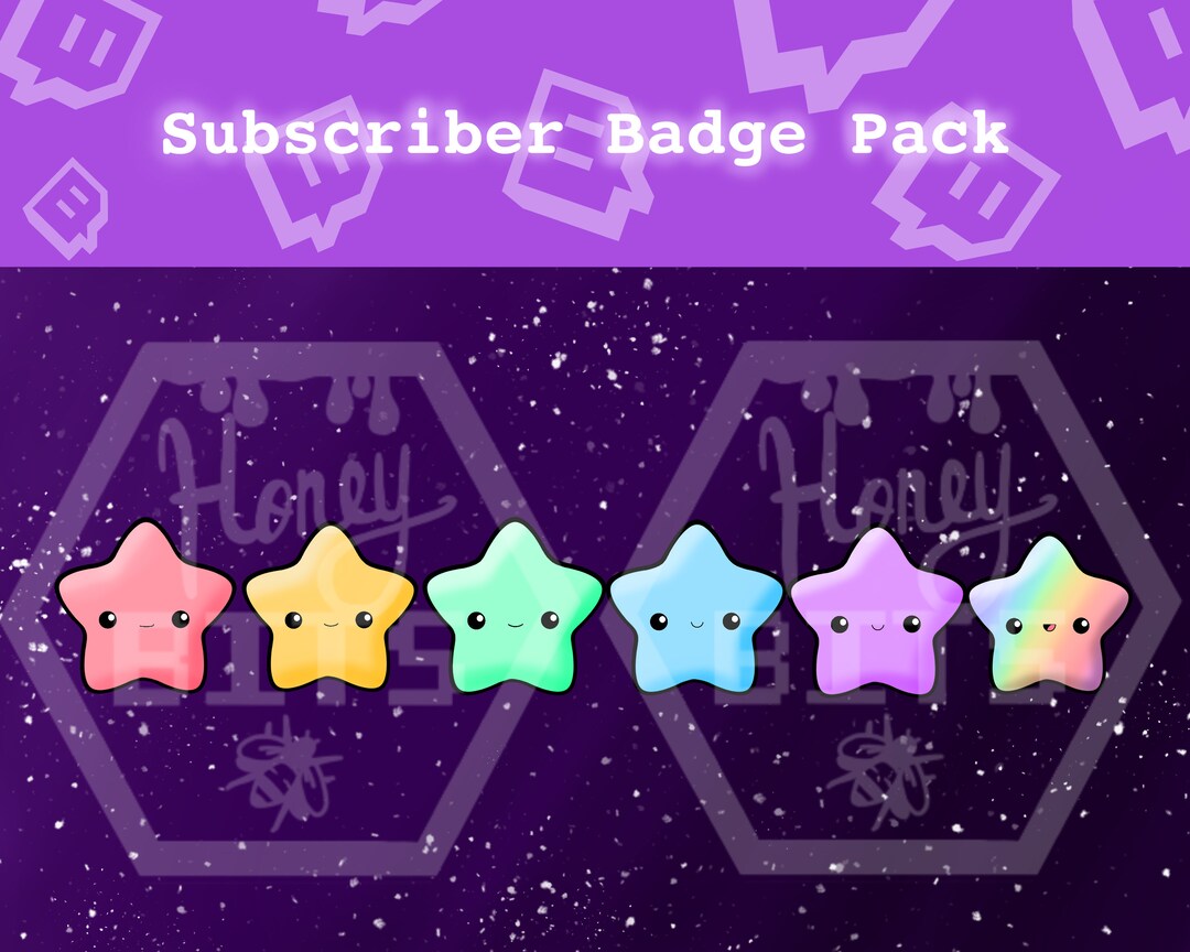 Cute Smiling Stars - Sub-badge Pack [NOT A PHYSICAL ITEM] - Etsy