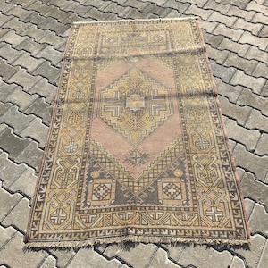 3.3 x 5.5 Feet, 3x5 Rugs, 3x5 Natural Area Rugs, Turkish Rugs, Oushak Rugs, Vintage Rugs, Bohemian Rugs, 3x5 Organic Handmade Wool Area Rug,