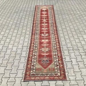 Turkish runner rug,Oushak runner rug,Vintage runner rug,Turkish rug 3x14,Anatolian rug,Unique rug,Kitchen rug,Long runner,Vintage rug 3x14